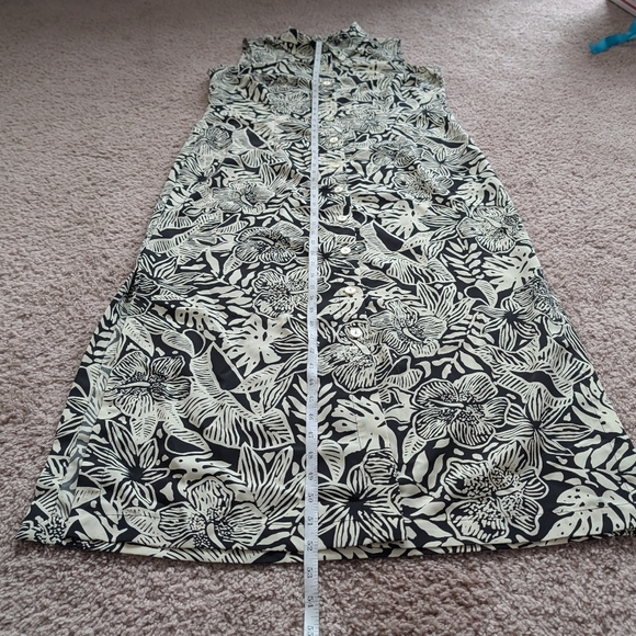 Carolina Colours Black Cream White Tropical Floral Sleeveless Maxi Dress Size 14 - Picture 8 of 8